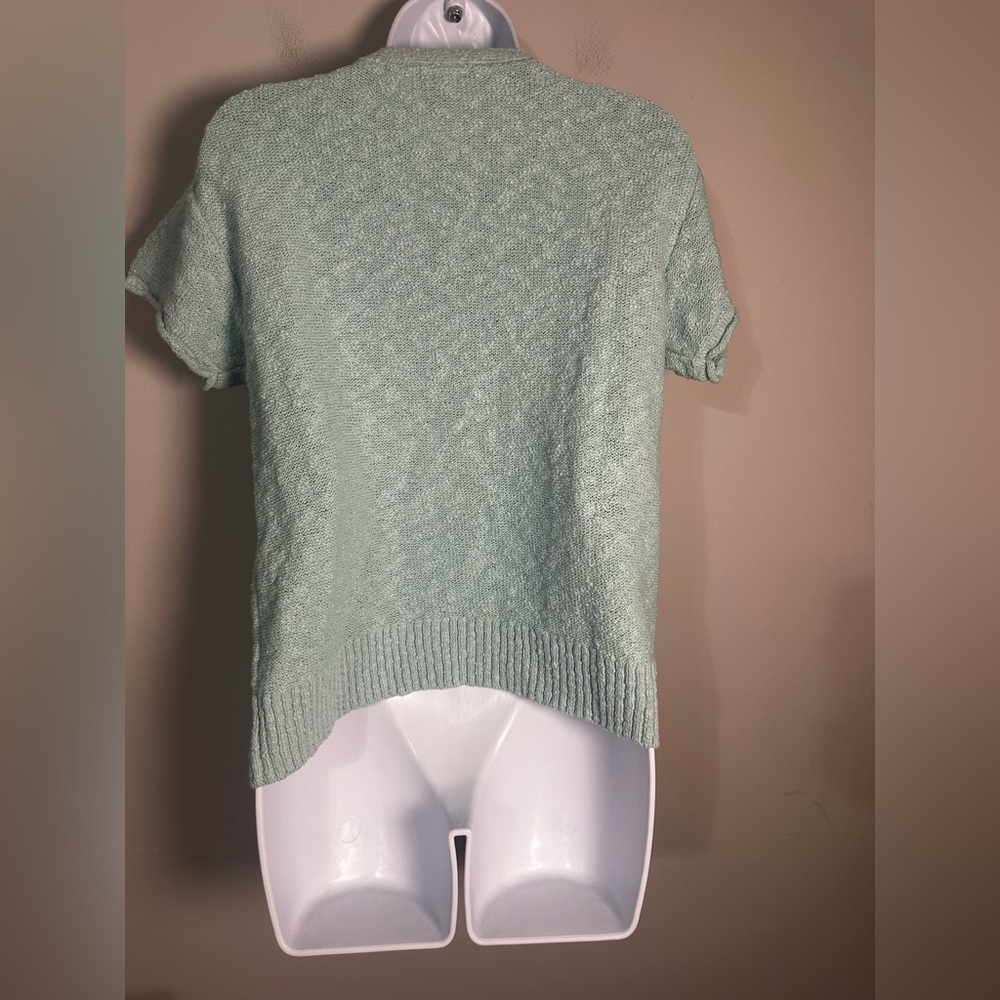 LL Bean Women's Midweight Cotton Slub Sweater, Henley Short-Sleeve EUC SIZE S - Picture 6 of 8